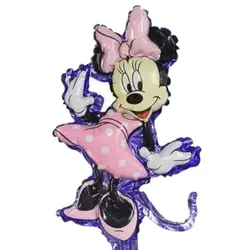 Balon din Folie de Aluminiu Tip Figurină, Model Minnie Mouse în Rochie Roz, 80 x 50 cm