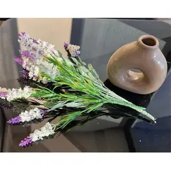 Buchet Floral Artificial cu 7 Capete, Model Lavandă Mix, Înălțime 38 cm