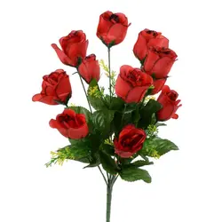 Buchet de Trandafiri Artificiali cu 7 Fire, Aspect Satinat, Înălțime 36 cm