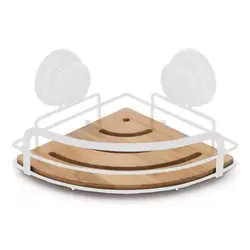 Etajeră de Colț pentru Baie din Bambus Natural, Organizator cu 2 Niveluri, 27 x 21 x 11 cm