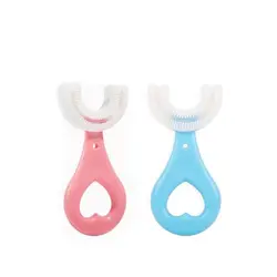 Periuță de Dinți Circulară în Formă de U pentru Copii, Vârstă 2-6 ani, Silicon Alimentar Moale, Curățare la 360°