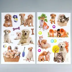 Set Stickere Autocolante pentru Copii, Model Animale (Cățeluși), Dimensiuni 54 x 36 cm, Diverse Rase