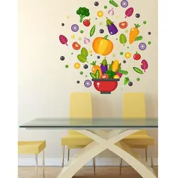 Set Stickere Decorative pentru Perete sau Bucătărie, Model Fructe cu Efect 3D, Dimensiuni 40 x 30 cm