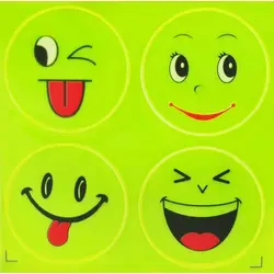 Sticker Autoadeziv Reflectorizant Model Smiley Face, Vizibilitate Ridicată, Dimensiuni 11.5 x 11.5 cm