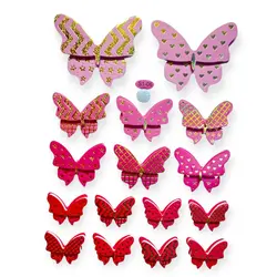 Stickere Decorative pentru Perete, Model Fluturi Multicolor, Dimensiuni Folie 21 x 15 cm