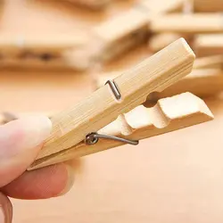 Set 10 cârlige rufe din bambus, 6 x 1 cm