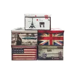 Cutie de Depozitare Textilă Pliabilă, Organizator Modular cu Mânere, 26 x 20 x 16 cm