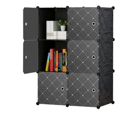 Dulap Modular de Depozitare pentru Cameră, Polipropilenă, Gri cu Imprimeu Geometric, 3 Compartimente + 1 Zonă Umerașe, 75 x 35 x 110 cm