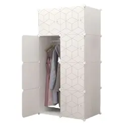Dulap Modular de Depozitare pentru Cameră, Polipropilenă, 5 Compartimente + 1 Secțiune Umerașe, 75 x 47 x 147 cm