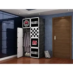 Dulap Modular de Depozitare pentru Copii, Polipropilenă, 5 Compartimente + 1 Zonă Umerașe, Negru, 75 x 47 x 147 cm