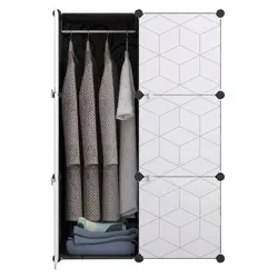 Dulap Modular de Depozitare din Polipropilenă, 6 Compartimente, Negru/Alb, 75 x 35 x 110 cm