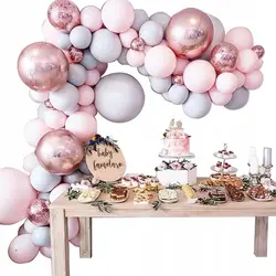 Arcadă baloane baby shower roz și auriu