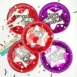 Set 10 farfurii aniversare Happy Birthday, model stea, 18 x 18 cm