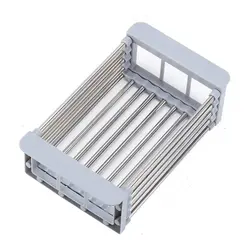 Suport ajustabil pentru chiuvetă bucătărie cu funcție de scurgere, metal inoxidabil – 45,5 × 25,5 × 9 cm