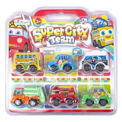 Set 6 Mașinuțe de Jucărie Super City, Colecție de Vehicule Metalice și Plastic, Diverse Modele Urbane
