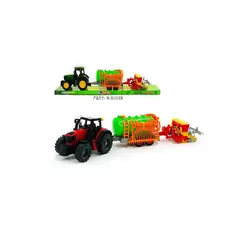 Tractor de Jucărie cu 2 Remorci Schimbabile, Cisternă de Apă și Semănătoare Agricolă, 38 cm
