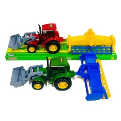 Tractor de Jucărie cu Cupă Mobilă și Remorcă Detasabilă, Utilaj de Transport și Încărcare, 35 cm