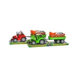 Set Fermă Veselă „Agro-Life” – Tractor cu Remorcă Transportoare și Figurine Animale Domestice