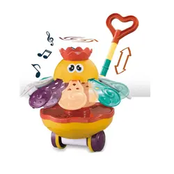 Jucărie de Împins pentru Copii, Caracatiță Veselă cu Mecanism Mobil și Roți, Dezvoltare Motrică
