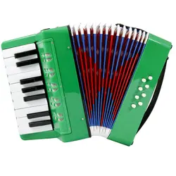 Acordeon pentru Copii cu Clape, 23 x 38 cm, Culoare Verde Vibrant