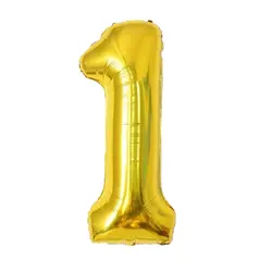 Balon din Folie de Aluminiu, Cifra 1, Culoare Auriu Metalizat, 68 x 53 cm
