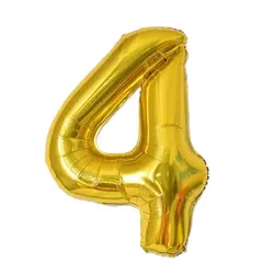 Balon din Folie de Aluminiu, Cifra 4, Culoare Auriu Metalizat, 68 x 53 cm