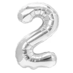 Balon din Folie de Aluminiu, Cifra 2, Culoare Argintiu Metalizat, 68 x 53 cm
