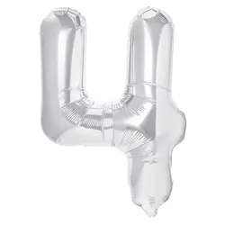 Balon din Folie de Aluminiu, Cifra 4, Culoare Argintiu Metalizat, 68 x 53 cm