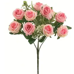 Buchet de Flori Artificiale cu 7 Fire și 9 Flori Bogate, Aspect Natural, Înălțime 37 cm