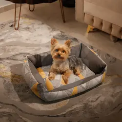 Culcuș Tip Coșuleț pentru Căței și Pisici de Talie Mică, Baza Impermeabilă Oxford și Față din Bumbac, 65 cm x 45 cm