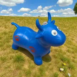 Vacuță Gonflabilă de Sărit pentru Copii, din Cauciuc Rezistent, cu Sunete și Lumini - Albastru