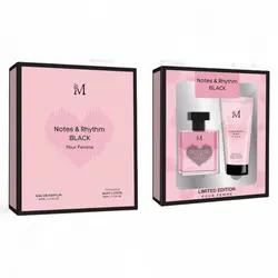 Casetă Cadou Femei NOTES & RHYTHM BLACK (Parfum 50 ml + Loțiune de Corp 50 ml)