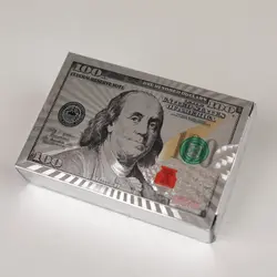 Set 10 Pachete Cărți de Joc Profesionale din Plastic, Design "100 Dollars", Rezistente la Apă și Flexibile