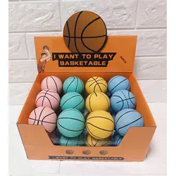 Set 24 Mingi Țopăitoare Premium din Cauciuc Presat, Model Basket, 4.5 cm, Diverse Culori