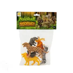 Set Figurine Animale Sălbatice de la Zoo și Junglă, Colecția Animal World, Dimensiune 13 cm, Jucării Educative din Plastic pentru Copii