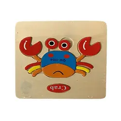 Puzzle din Lemn pentru Copii și Bebeluși, Model Crab Vesel, Jucărie Educativă