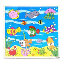 Puzzle Clasic din Lemn pentru Copii, Model Peștișorii cu 100 Piese, Joc Educativ și Creativ sub Formă de Acvariu Marin