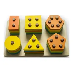 Joc Educativ Montessori din Lemn, Sortator cu 6 Zone pentru Forme Geometrice și Culori