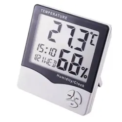 Ceas Digital de Birou cu Termometru, Higrometru și Afișaj LCD, Model Alb