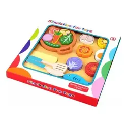 Set Fructe și Legume de Lemn cu Scai, Puzzle 3D de feliat și Accesorii de Bucătărie