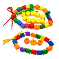 Set Mărgele de Șnuruit din Plastic, Joc Educativ Descoperă și Construiește cu Forme Geometrice Multicolore