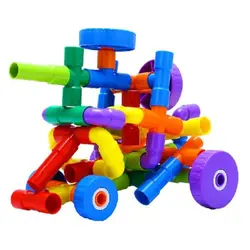 Set de Construcție Tip Tuburi Interconectabile pentru Copii, Tuburile Fermecate cu Piese Multicolore și Accesorii Roți, Joc Educativ și Creativ de Îndemânare