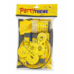 Set Accesorii Petrecere Aniversară, Tematică Albinuțe, Galben/Negru, 31 Piese