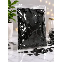 Confeti Glitter Negru Metalizat din PET, Formă Dreptunghiulară, Dimensiune 5x2 cm