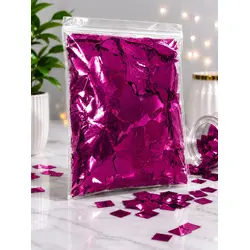 Confeti Glitter Roz Metalizat din PET, Formă Dreptunghiulară, Dimensiune 5x2 cm