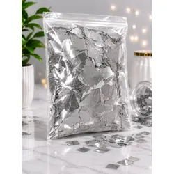 Confeti Glitter Argintiu Metalizat din PET, Formă Dreptunghiulară, Dimensiune 5x2 cm