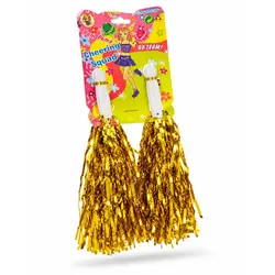 Pompone Majorete „Cheering Squad”, Set de 2 Bucăți, Accesorii Petrecere, Auriu Metalizat