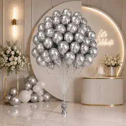 Set 50 Baloane din Latex, Argintiu, Ideale pentru Petreceri și Aniversări