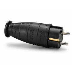 Ștecher Schuko Balswin, Profesional, din Cauciuc, 16A, 250V, Grad de Protecție IP44, Negru