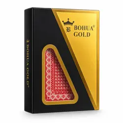 Set Cărți de Joc BOHUA GOLD, Impermeabile din Plastic PVC, Cutie Elegantă de Prezentare, Roșu/Negru
